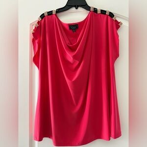 Catherine Malandrino Fuchsia Draped Top with Gold Accents